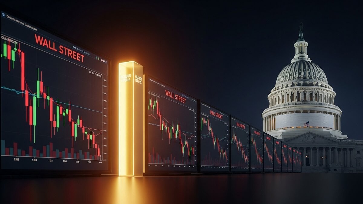 Stocks Slide, Gold Hits Record as U.S. Shutdown Freezes Key Data