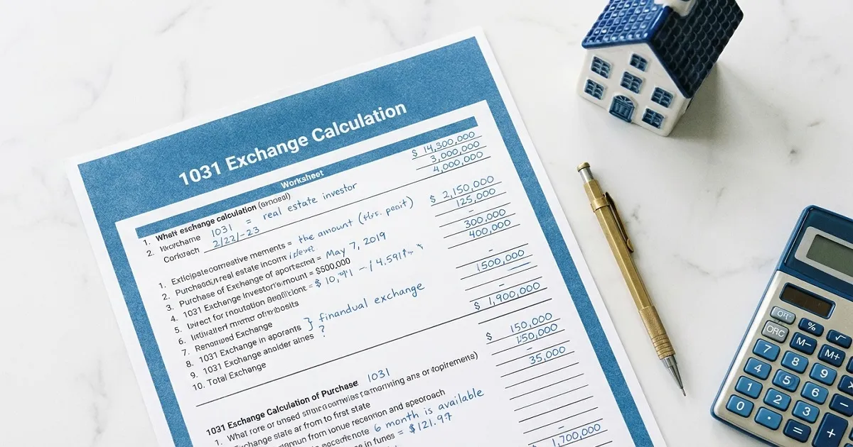 1031 Exchange Rate Calculation Worksheet