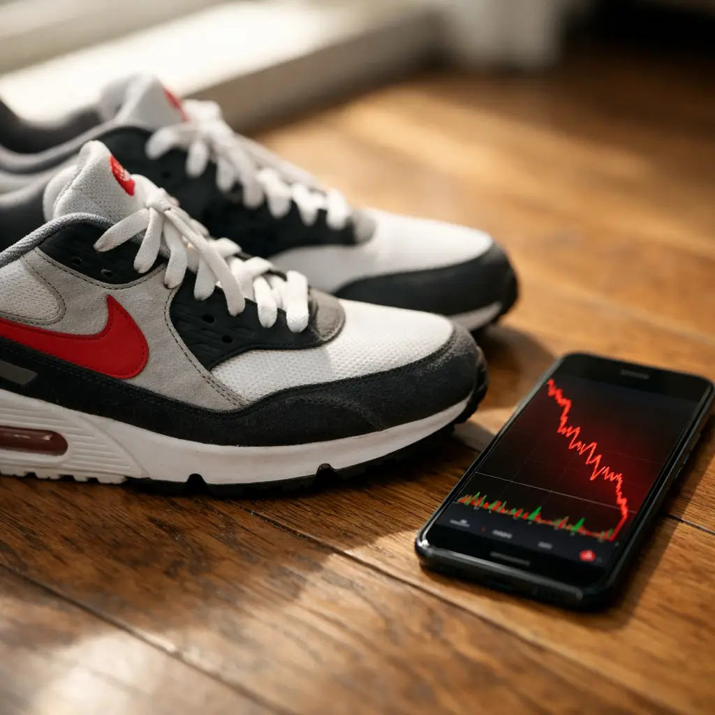 Sneakers and stock chart decline