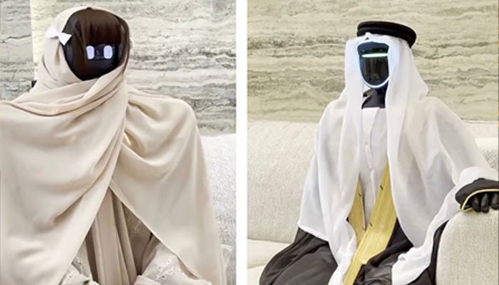 The announcement of the marriage of Dubai’s famous robot Bo Saneedah with fellow robot Muza