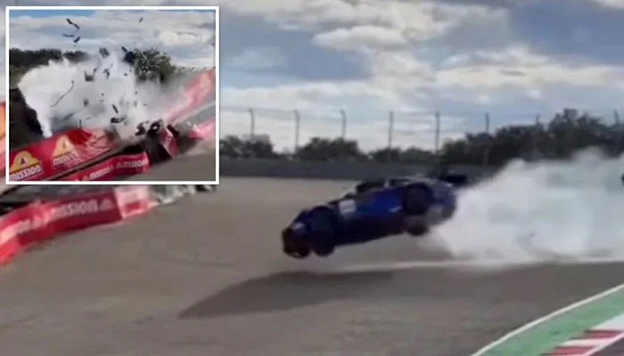 California: During the race, the driver lost control of the brakes, the car skidded and crashed into the fence