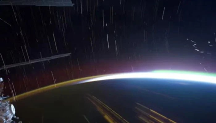 Astronaut gives a glimpse of the beautiful view of the star trails