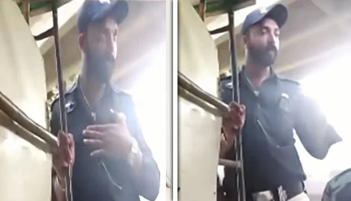 Karachi: A video of a policeman harassing a woman sitting in a rickshaw has gone viral