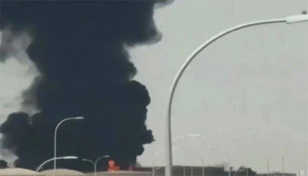 Flames and clouds of black smoke were seen near Riyadh Airport