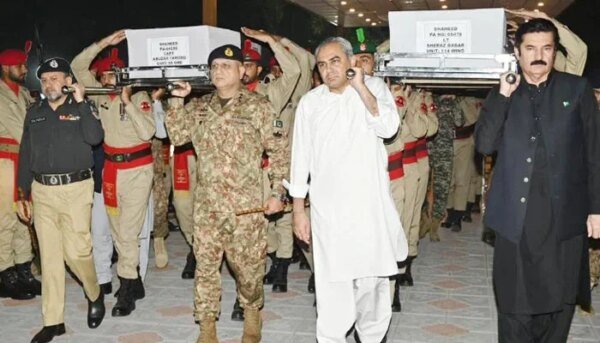 The funeral prayers of the soldiers of Pakistan Army martyred in Hangu were performed in Peshawar