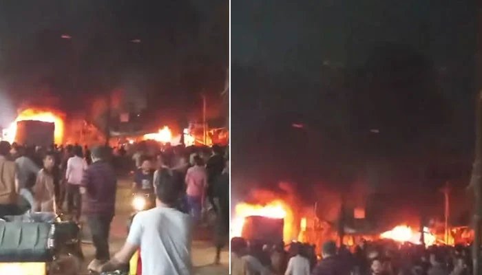 Karachi: A child died after being hit by a dumper, angry people set the dumper on fire